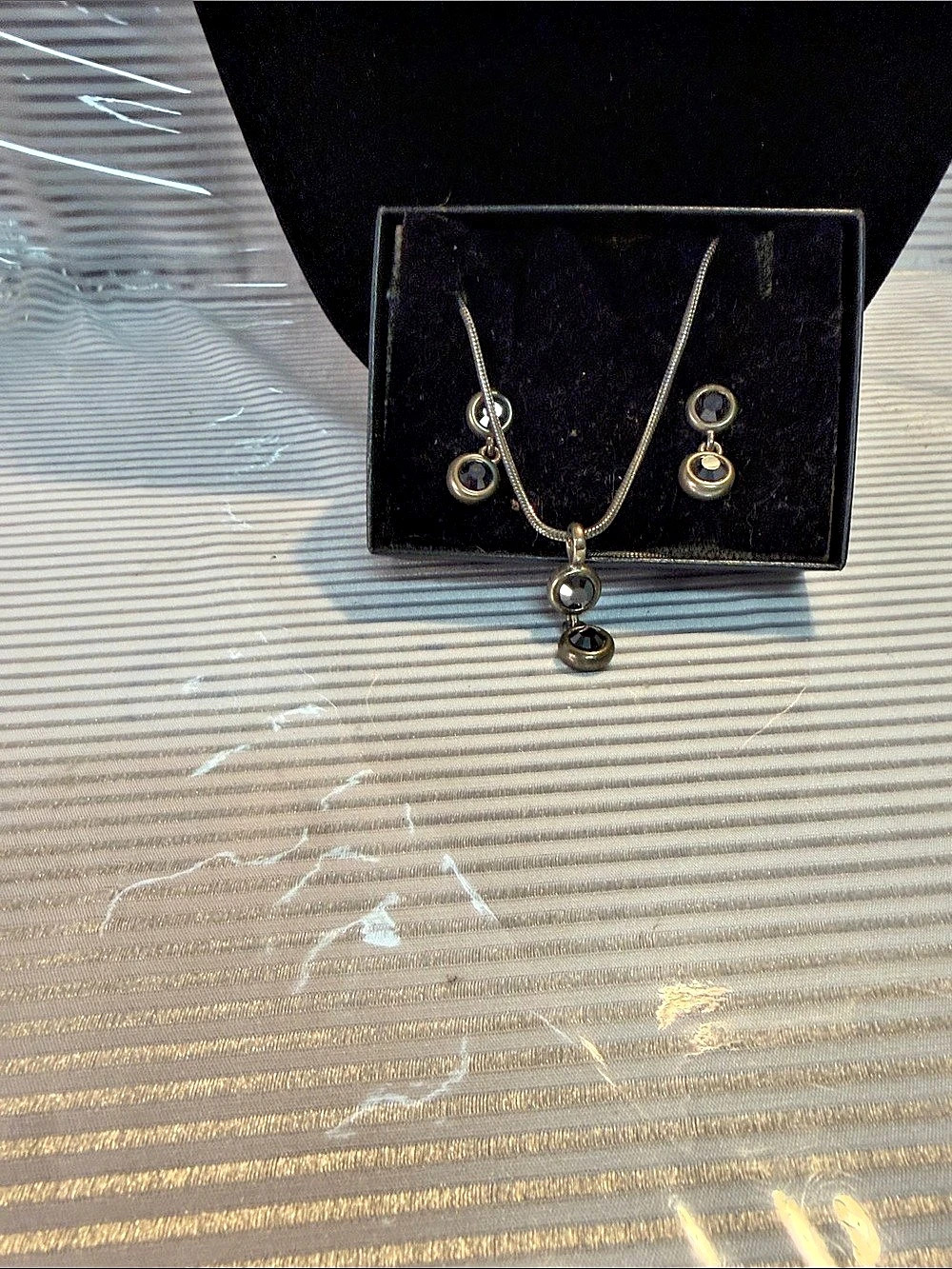 Robert Lee Morris Pendant Necklace & Earrings in Black & Gold